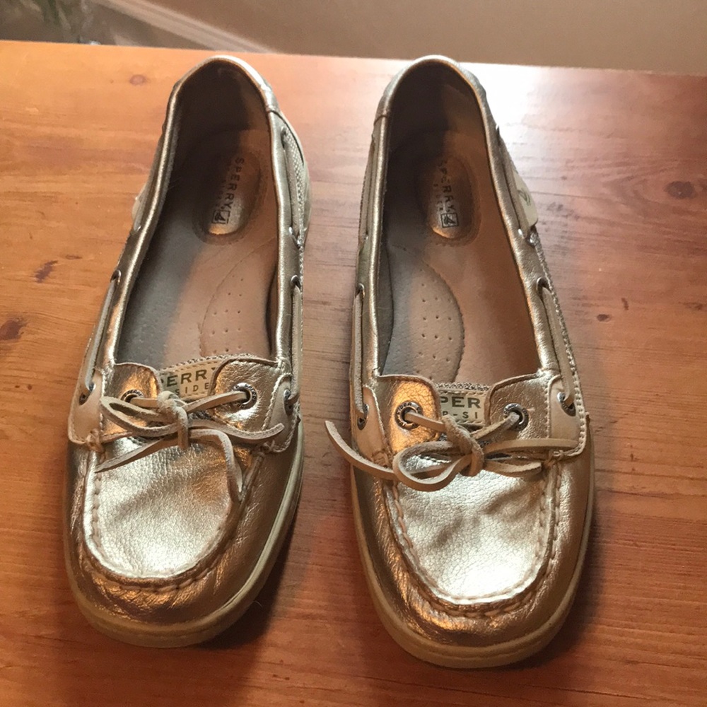 Gold sperry topsiders boat shoes loafers 8.5m - Picture 2 of 6